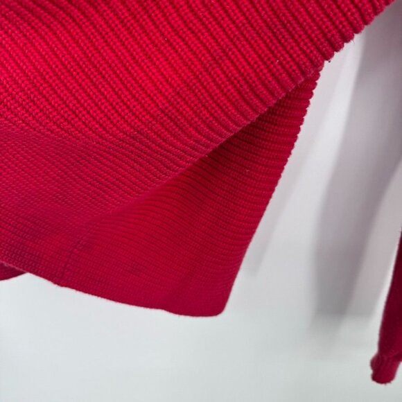 Cabi standout Red V-Neck Sweater size large ribbed Cable Knit Sleeves womens - Picture 8 of 12